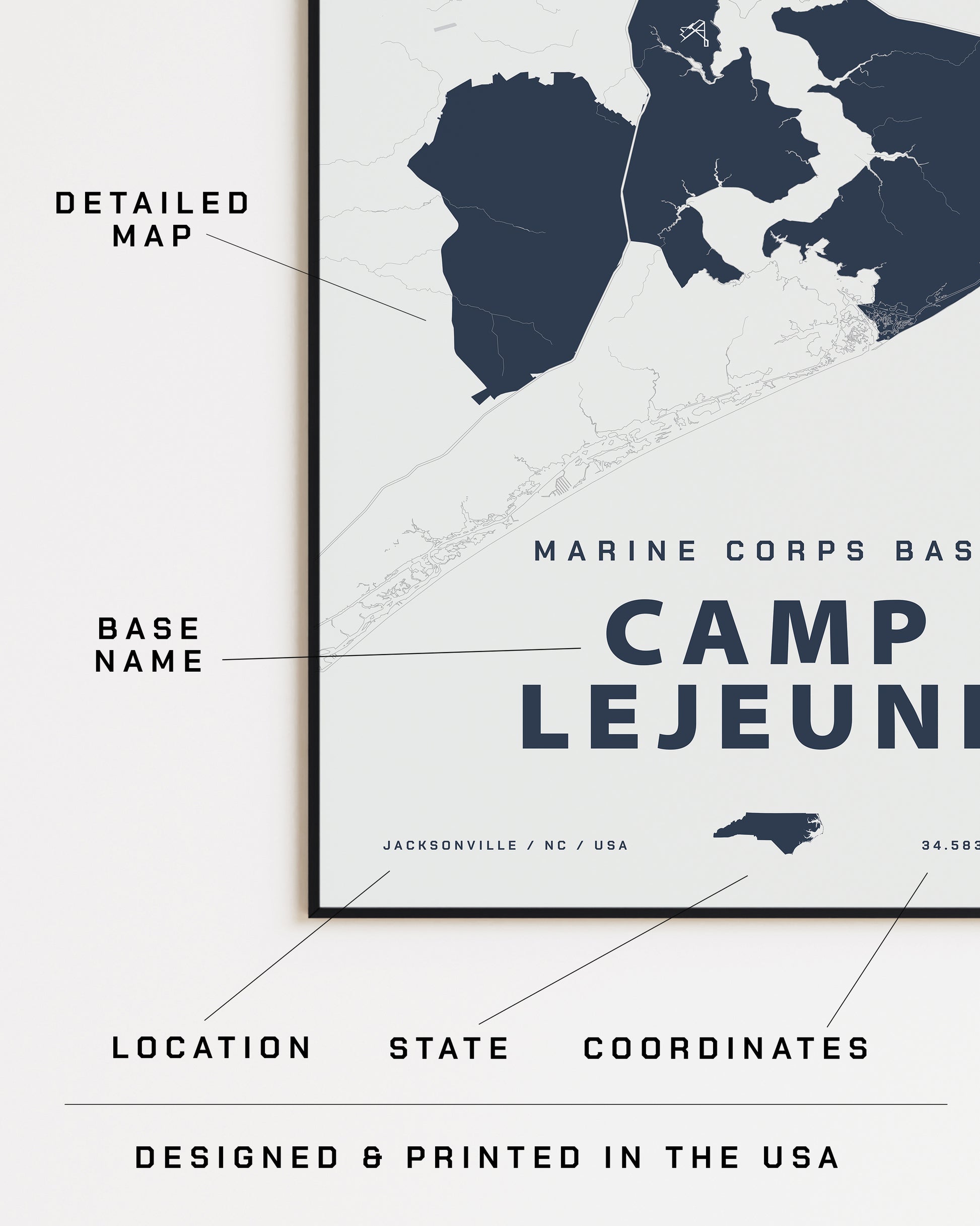 camp lejeune jacksonville nc Marine Corps Base Camp Lejeune Map Print