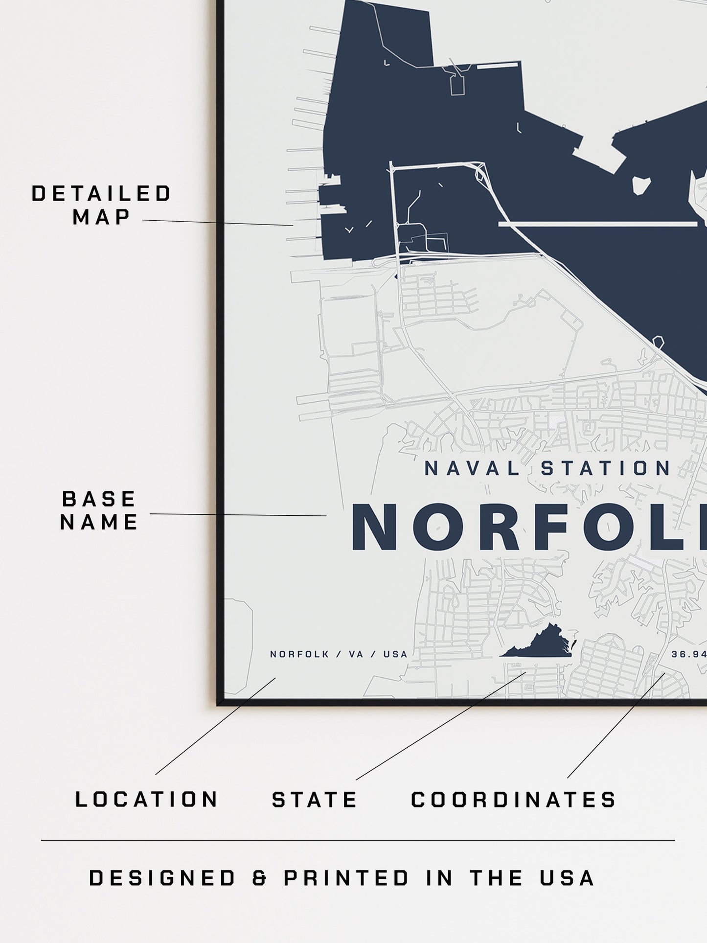 Naval Station Norfolk Map Print