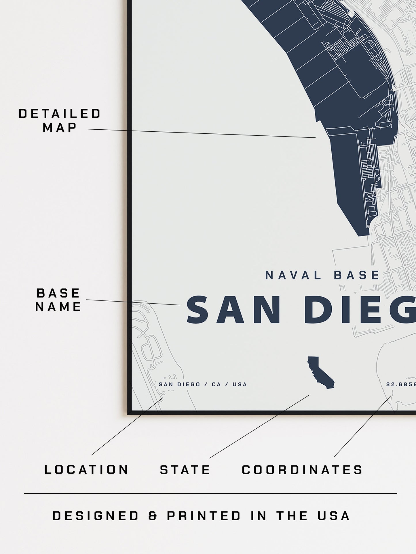 Naval Base San Diego Map Print