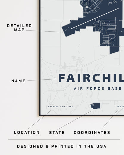 Fairchild Air Force Base Map Print