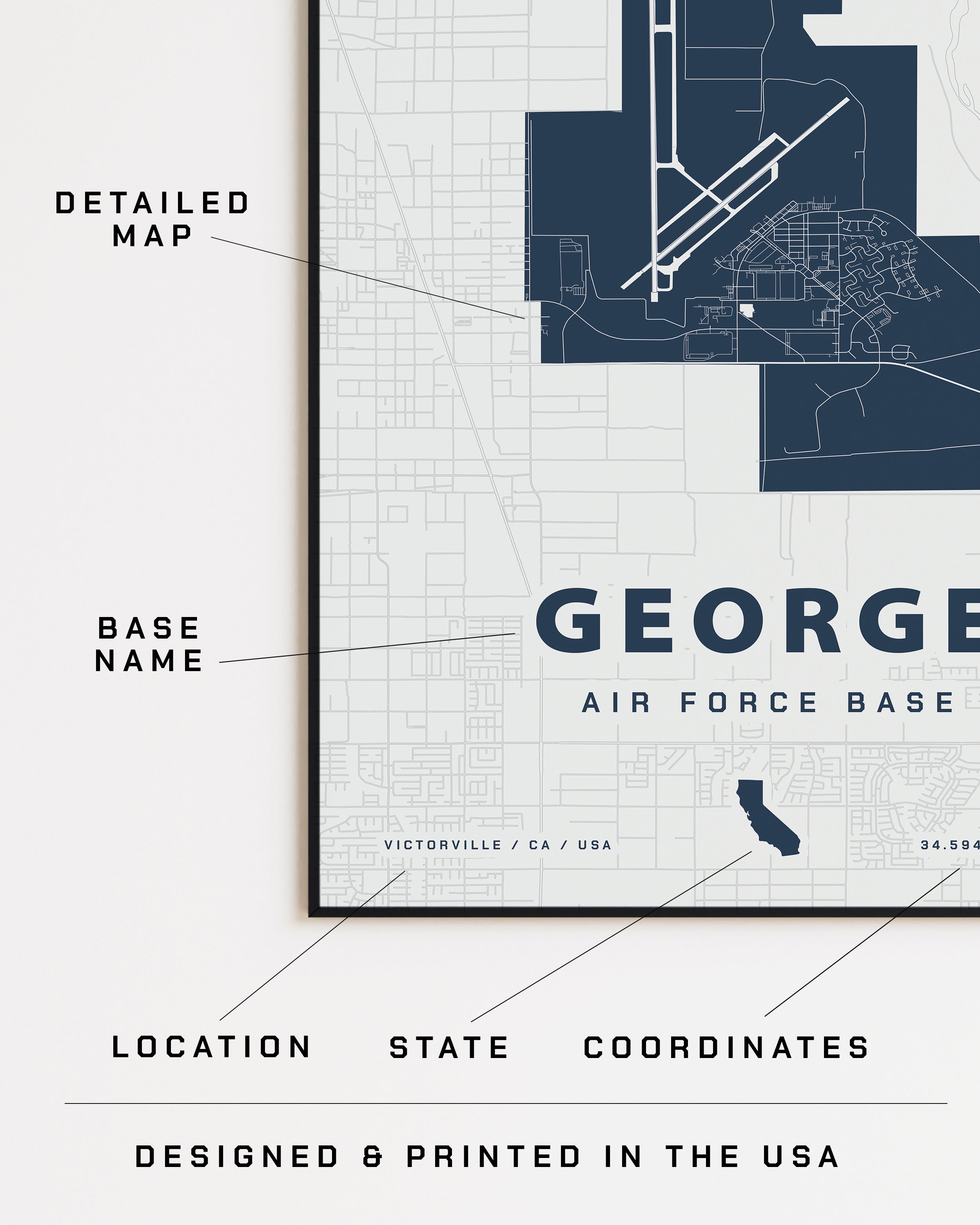 Bimbaum George Base George Air Force Base Map Print | Home Base Maps