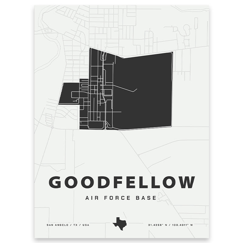 Goodfellow Air Force Base Map Print | Home Base Maps