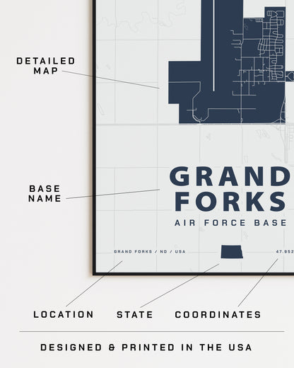 Grand Forks Air Force Base Map Print