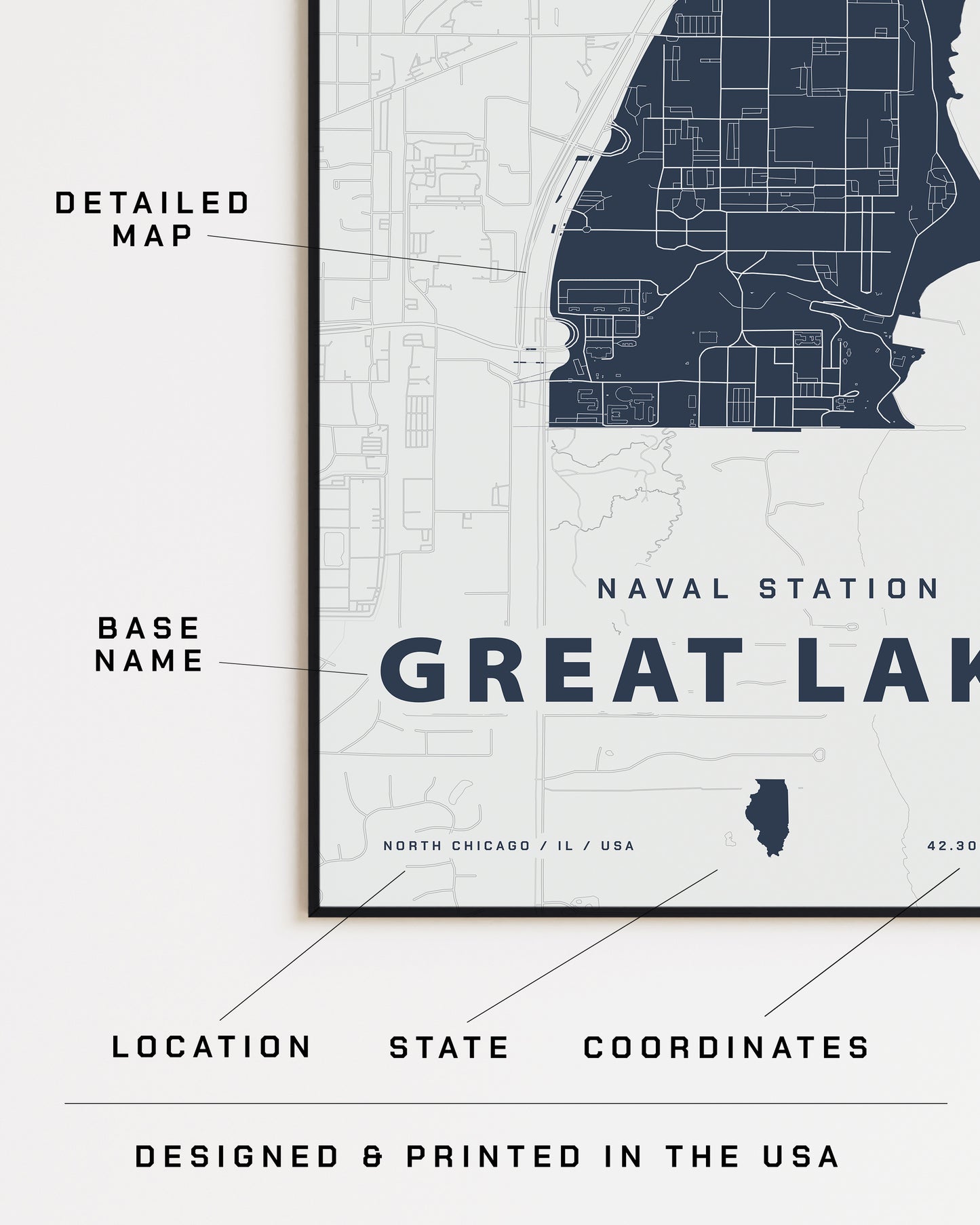 Naval Station Great Lakes Map Print