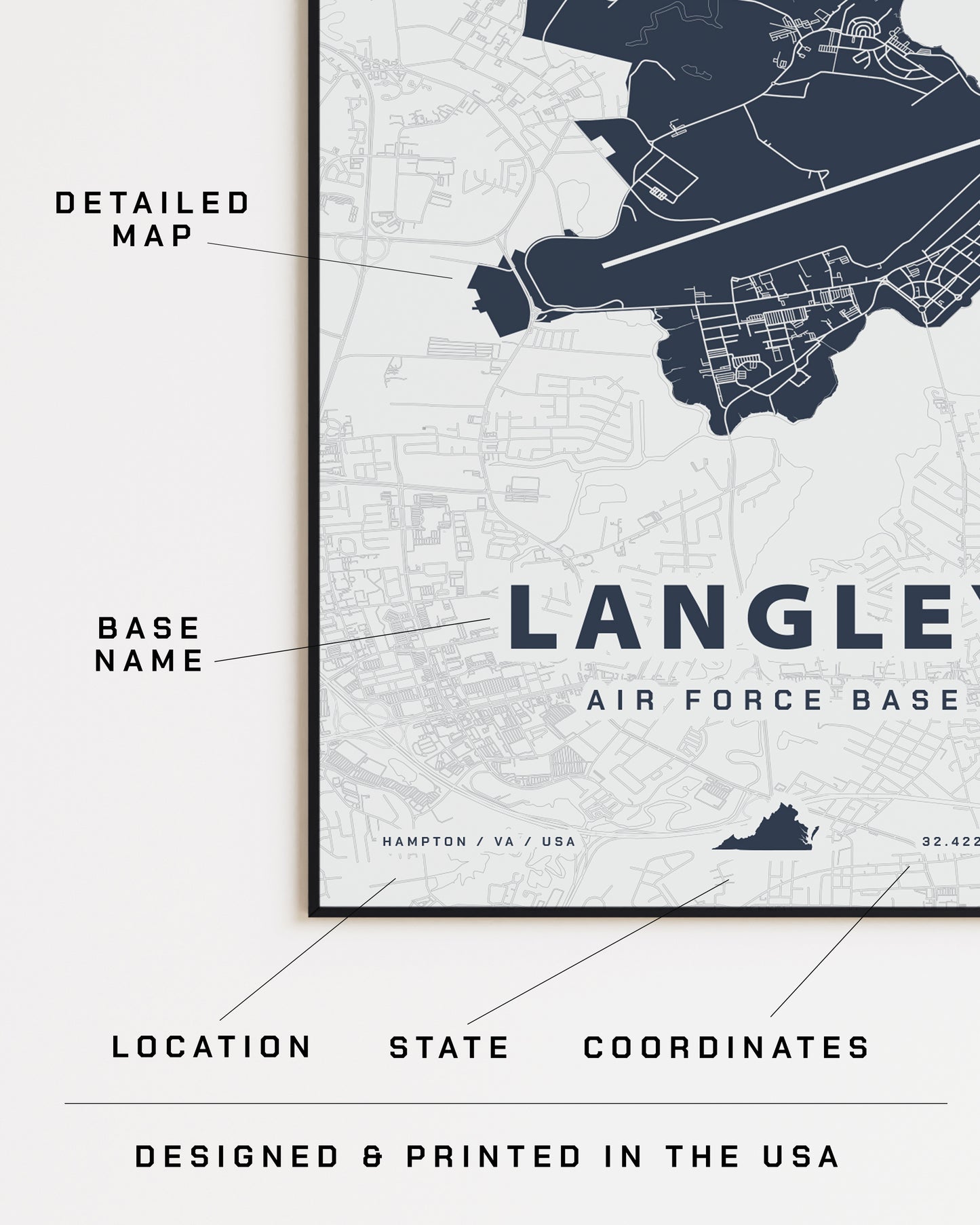 Langley Air Force Base Map Print
