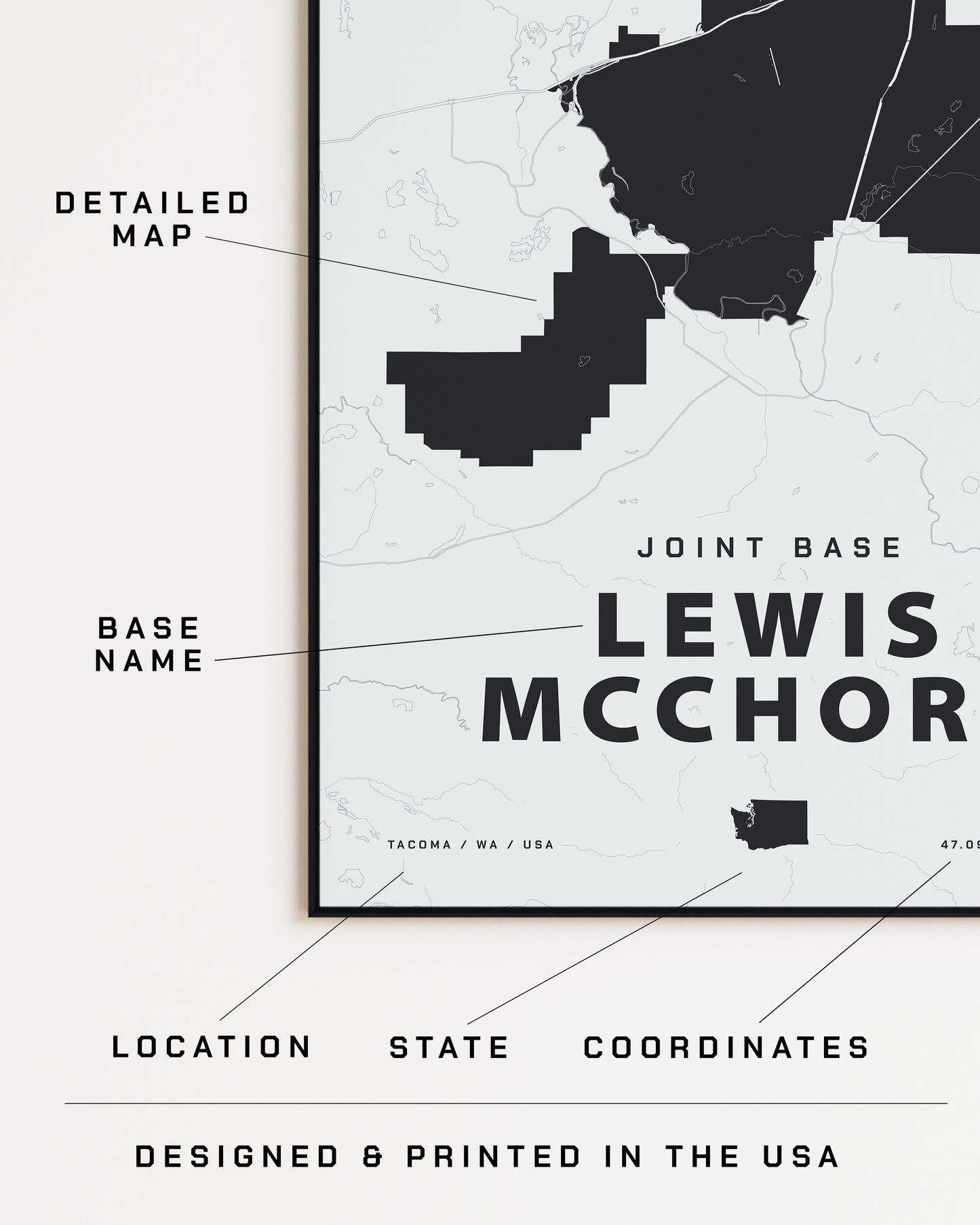 Joint Base Lewis McChord Map Print
