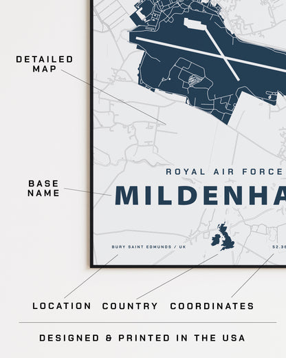 Royal Air Force Mildenhall Map Print