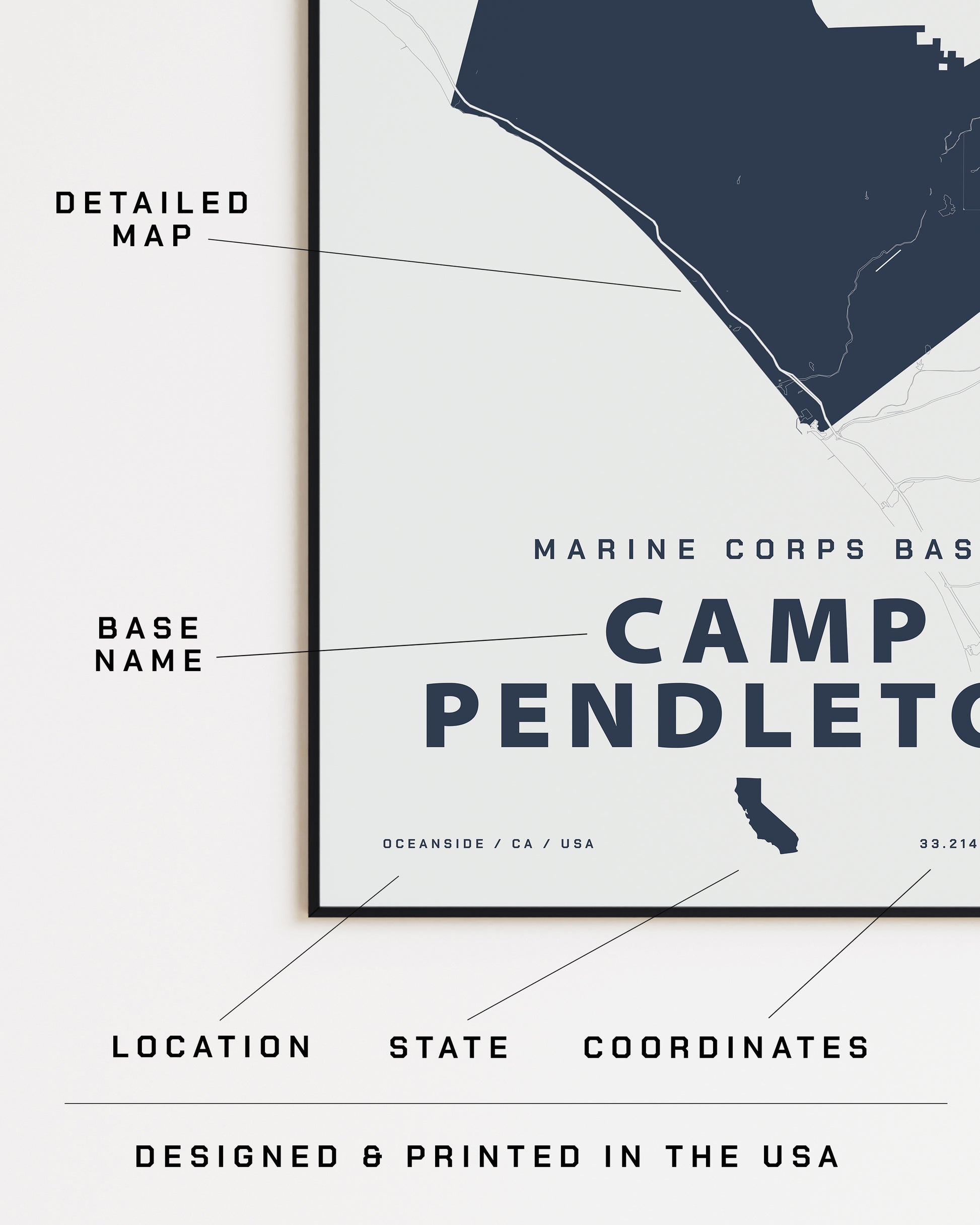 base camp pendleton Camp Pendleton map print