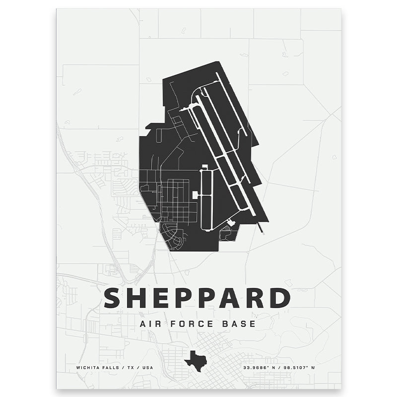 Sheppard Air Force Base Map Print | Home Base Maps