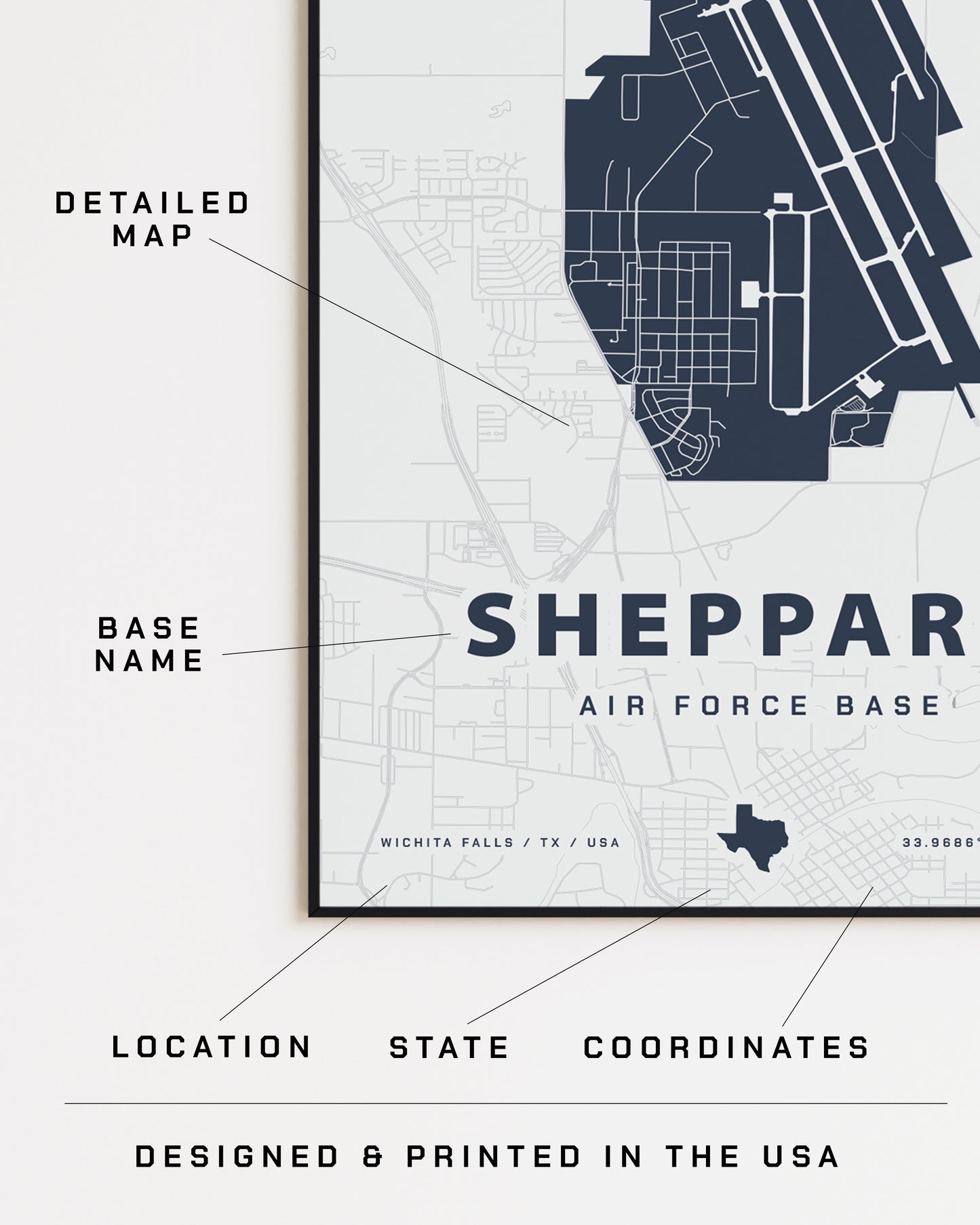 Sheppard Air Force Base Map Print | Home Base Maps