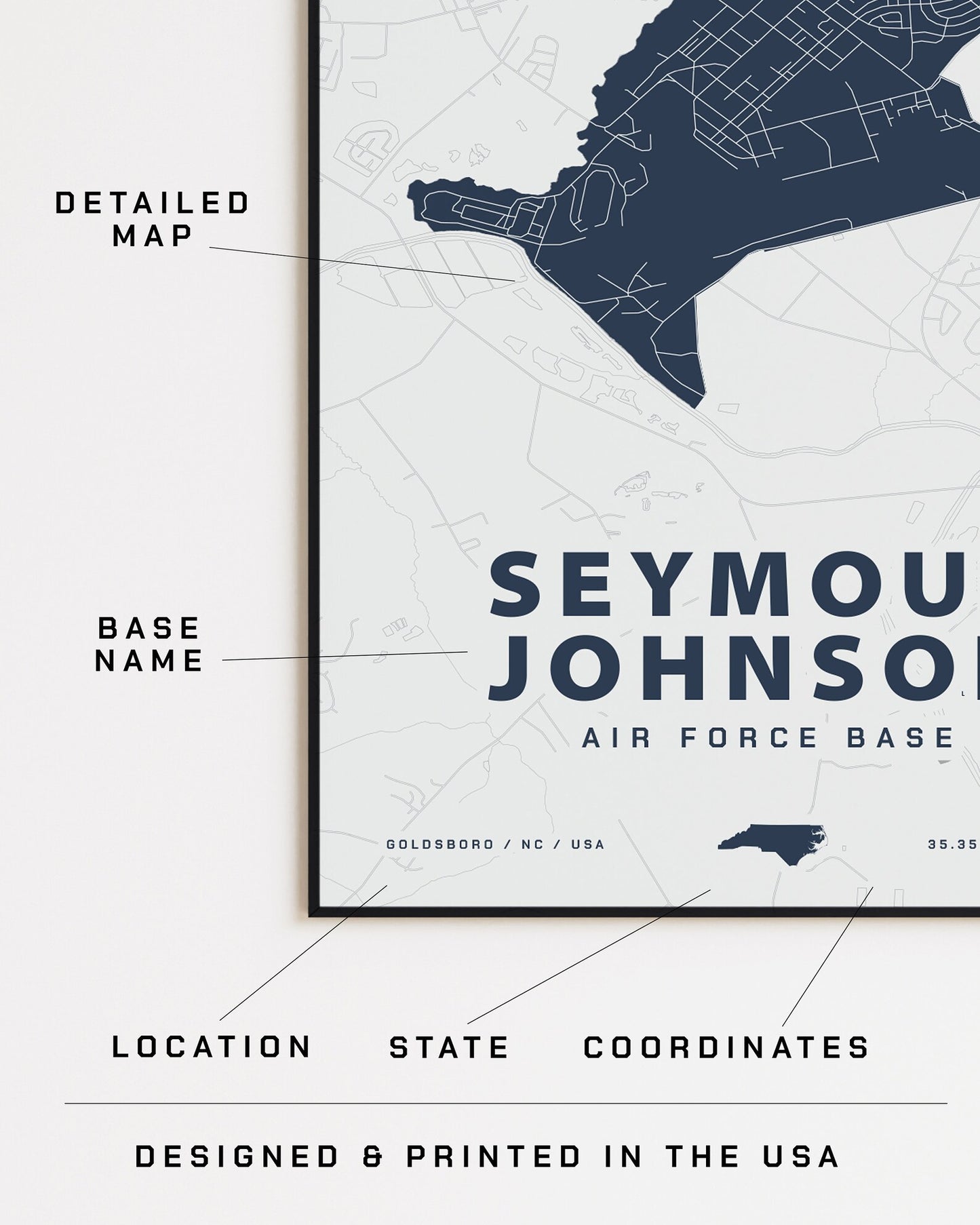 Seymour Johnson Air Force Base Map Print