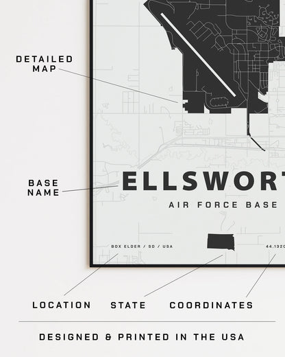 Ellsworth Air Force Base Map Print