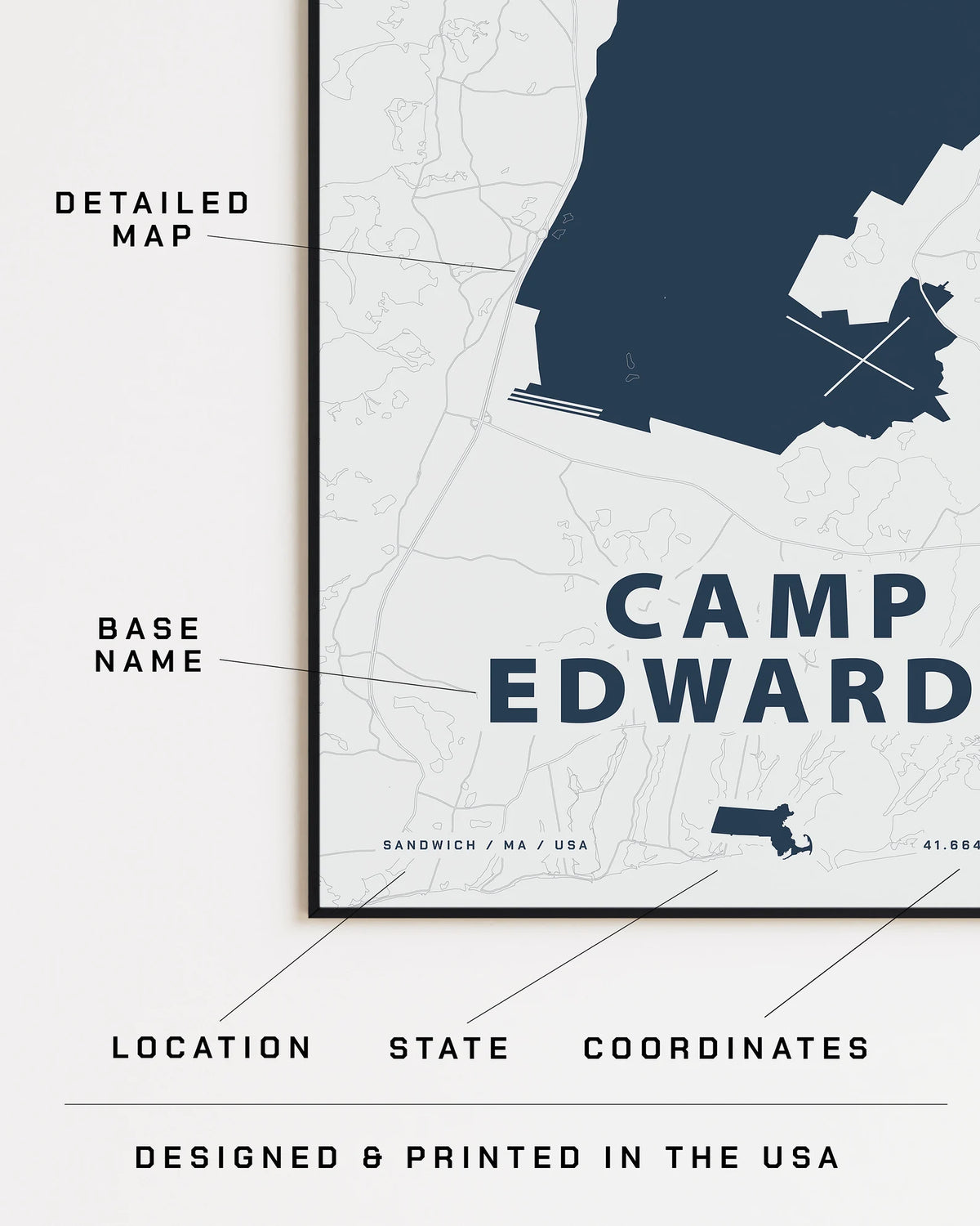 Edwards Building Map Camp Edwards Map Print | Home Base Maps