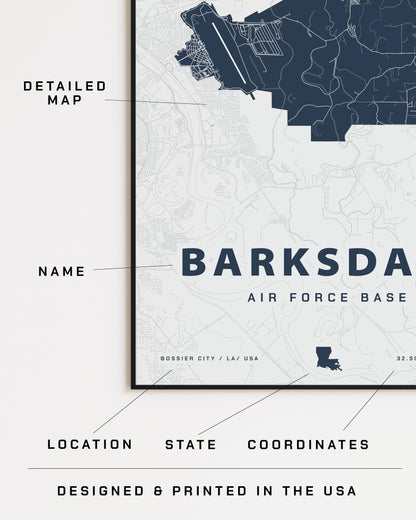 Barksdale Air Force Base Map Print