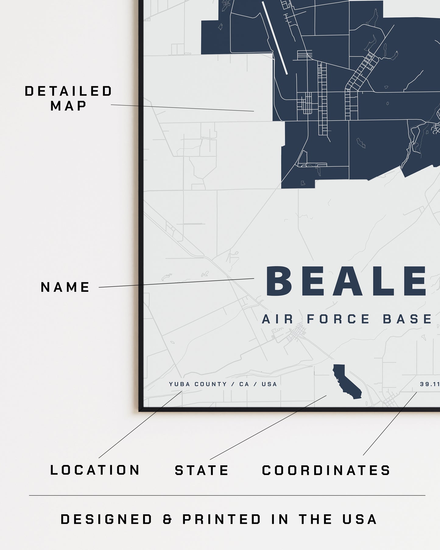 Beale Air Force Base Map Print