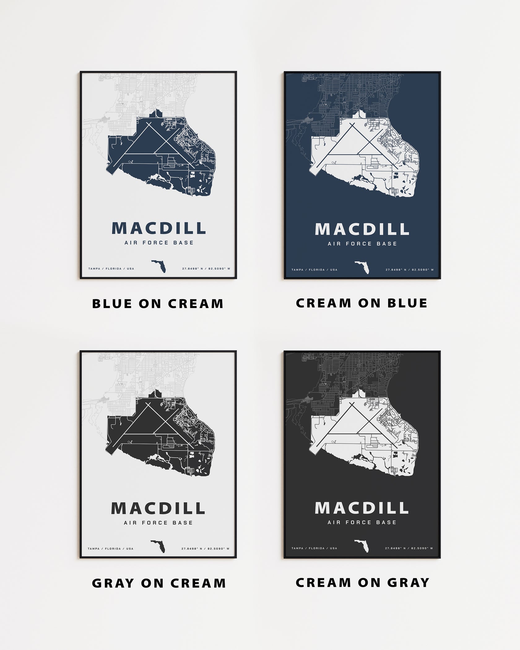 MacDill Air Force Base Map Print | Home Base Maps
